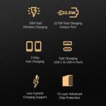MI Lithium Ion Xiaomi Wireless Power Bank 10000mAh | 22.5W Fast Charging (USB-A) | 10W Wireless Charging | Two-Way Fast Charging | Fast Charging USB C Total - Image 2