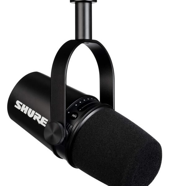 Shure MV7 USB Microphone with Tripod, for Podcasting, Recording, Streaming & Gaming, Built-in Headphone Output, All Metal USB/XLR Dynamic Mic, Voice-I Total