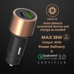 Duracell 38W Fast Car Charger Adapter with Dual Output. Quick Charge, Type C PD 20W & Qualcomm Certified 3.0 Compatible for iPhone, All Smartphones, T Total - Image 3