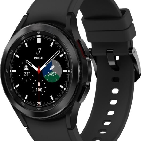 SAMSUNG Watch 4 Classic, 46mm Super AMOLED LTE, Calling Body Composition Tracking  (Silver Strap, Free Size)