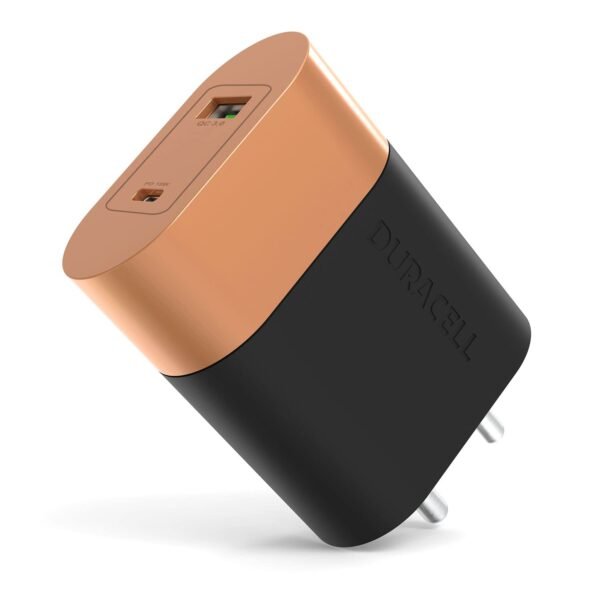 DURACELL 36 Watts Fast Wall Charger Adapter, Type C Power Delivery & QC 3.0 USB Charger Fast Charging Compatible with iPhone, iPad, Samsung Galaxy, No