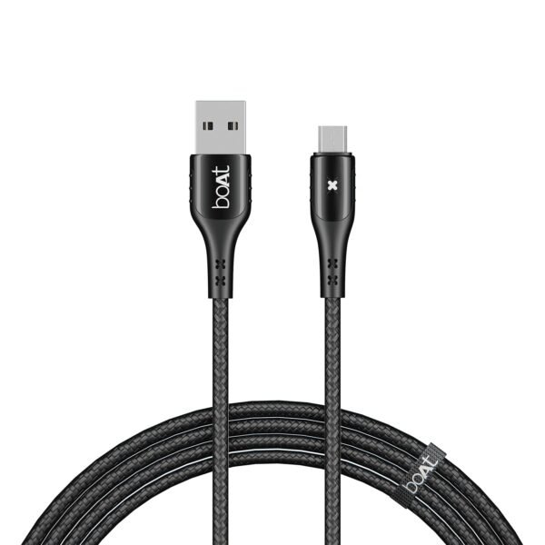boAt Micro USB 600 Stress Resistant, Smart Auto Disconnecting Cable with LED Indicator, 3A Fast Charging & 480mbps Data Transmission, 10000+ Bends Lif Total