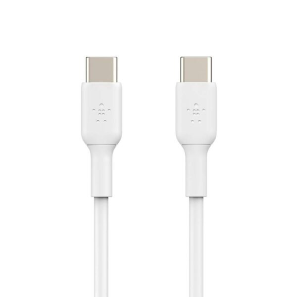 Belkin USB-C (Type C) to USB-C (Type C) PVC 6.6 Feet (2 Meter) Fast charging Cable, Tough and Durable, 60W PD, USB-IF Certified - White