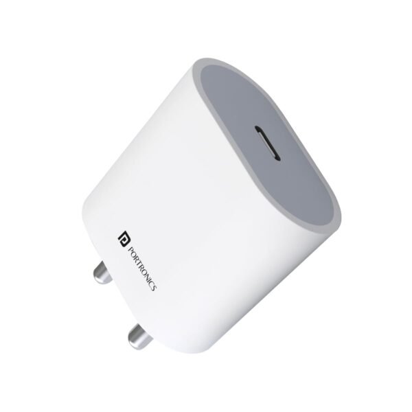 Portronics Adapto 20 Type C 20W Fast PD/Type C Adapter Charger with Fast Charging for iPhone 12/12 Pro/12 Mini/12 Pro Max/11/XS/XR/X/8/Plus, iPad Pro/
