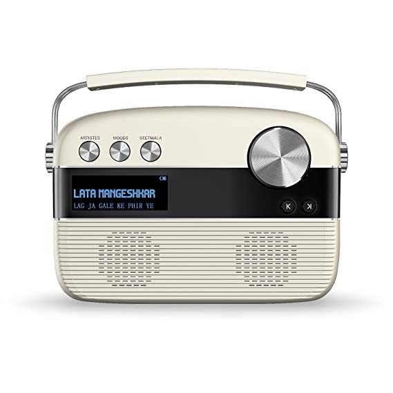 Saregama Carvaan Hindi - Portable Music Player with 5000 Preloaded Songs, FM/BT/AUX (Porcelain White)