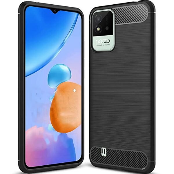 Amazon Brand - Solimo Mobile Case Rubber Pouch for Realme Narzo 50i (SOL-CARBON-RMN50I-BLK_Black)