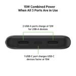 Belkin Pocket Power 10,000 mah Power Bank Charges 3 Devices simultaneously up to 15W (for iPhone, Samsung Galaxy,Pixel 4,Apple Watch, Apple AirPods an - Image 3