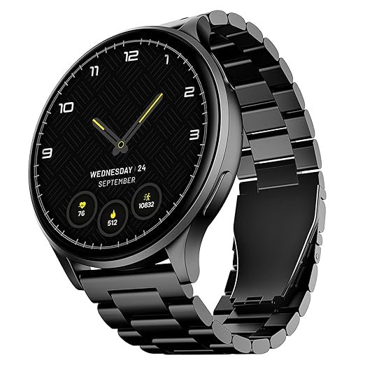 boAt Lunar Orb (Steel Black) w/ 1.45" (3.6 cm) AMOLED Display, BT Calling, DIY Watch Face Studio, Coins, Crest App Health