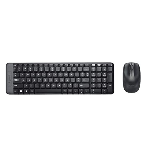 Logitech MK215 Wireless Keyboard and Mouse Combo for Windows, 2.4 GHz Wireless, Compact Design, 2-Year Battery Life(Keyboard),5 Month Battery Life (Mouse) PC/Laptop- Black