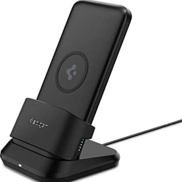 Spigen Lithium polymer 10000 mAh 3 in 1 Wireless Charging Power Bank with USB-A | USB-C 20W Fast Charging - Black