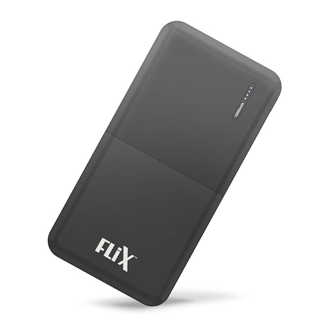 FLiX(Beetel) PowerXtreme 10,000mAh Slim Power Bank, USB C/Micro USB input, Dual USB A Output, Compatible