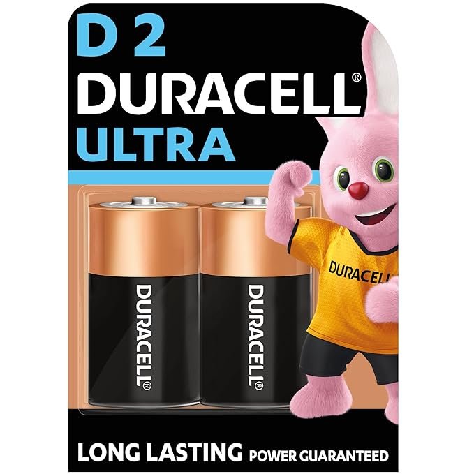 Duracell Ultra Alkaline D Batteries (Pack of 2)