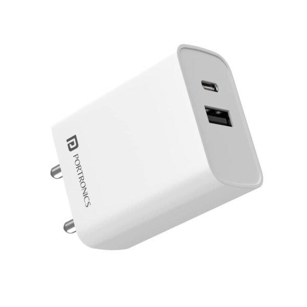 Portronics Adapto 70 33W Fast Wall Charging Adapter, Supports PPS Charging Via Type C Power Delivery & Mach USB Charger Fast Charging Compatible with