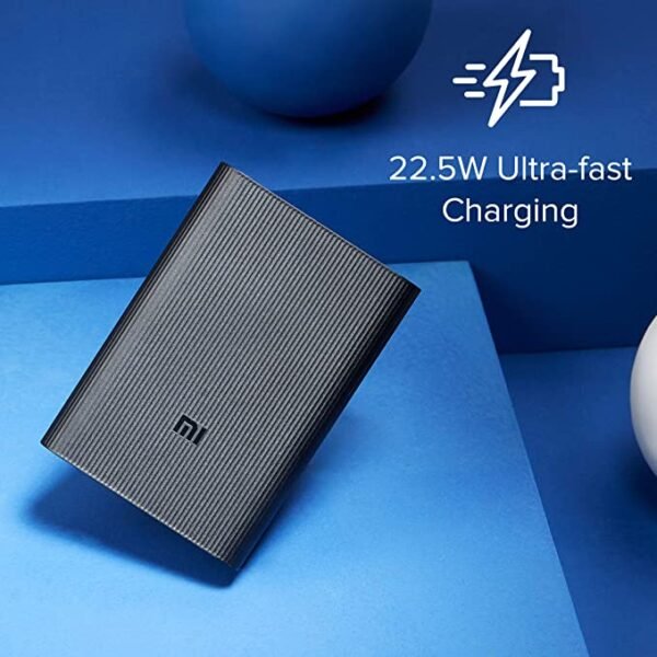 MI 10000mAh Lithium Ion, Lithium Polymer Power Bank Pocket Pro with 22.5 Watt Fast Charging, Triple Output Ports, (Black)