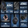 HAMMER Bash Pro 33 dB Hybrid ANC Over Ear Wireless Headphones, 4 Mics for Clear Calling - Image 2