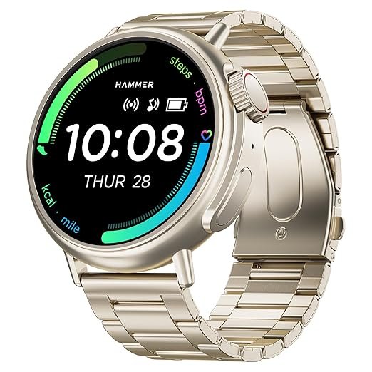 HAMMER Active 3.0 1.39" Display BT Calling Smart Watch with Metal Strap, Always On Display, Health Tracking
